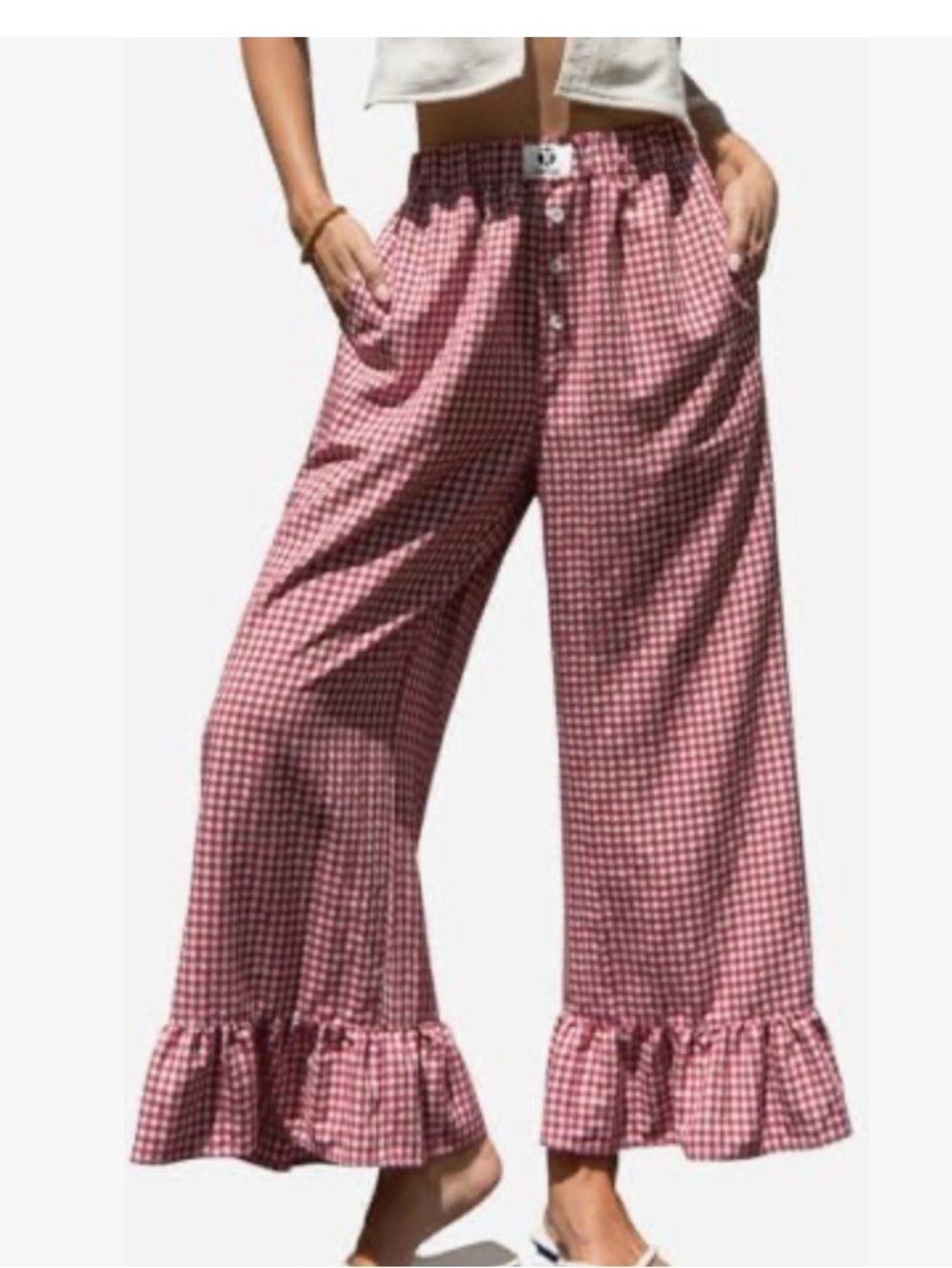 Tarse Plaid wide leg flared pants